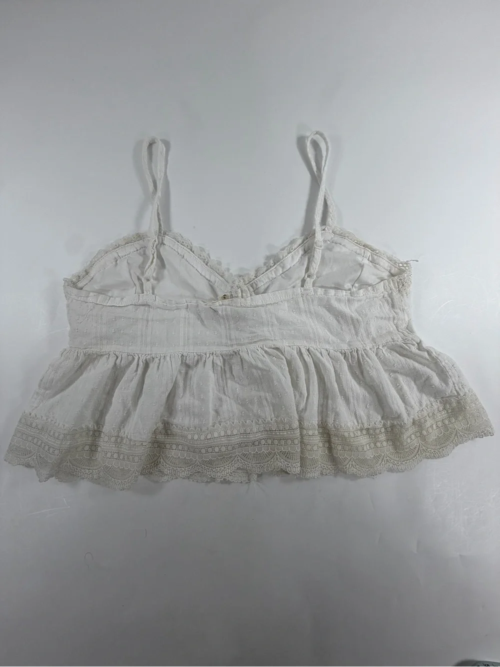 L.A. Hearts Cottagecore Eyelet Lace Peplum Crop Cami Tank White Small - Picture 2 of 5